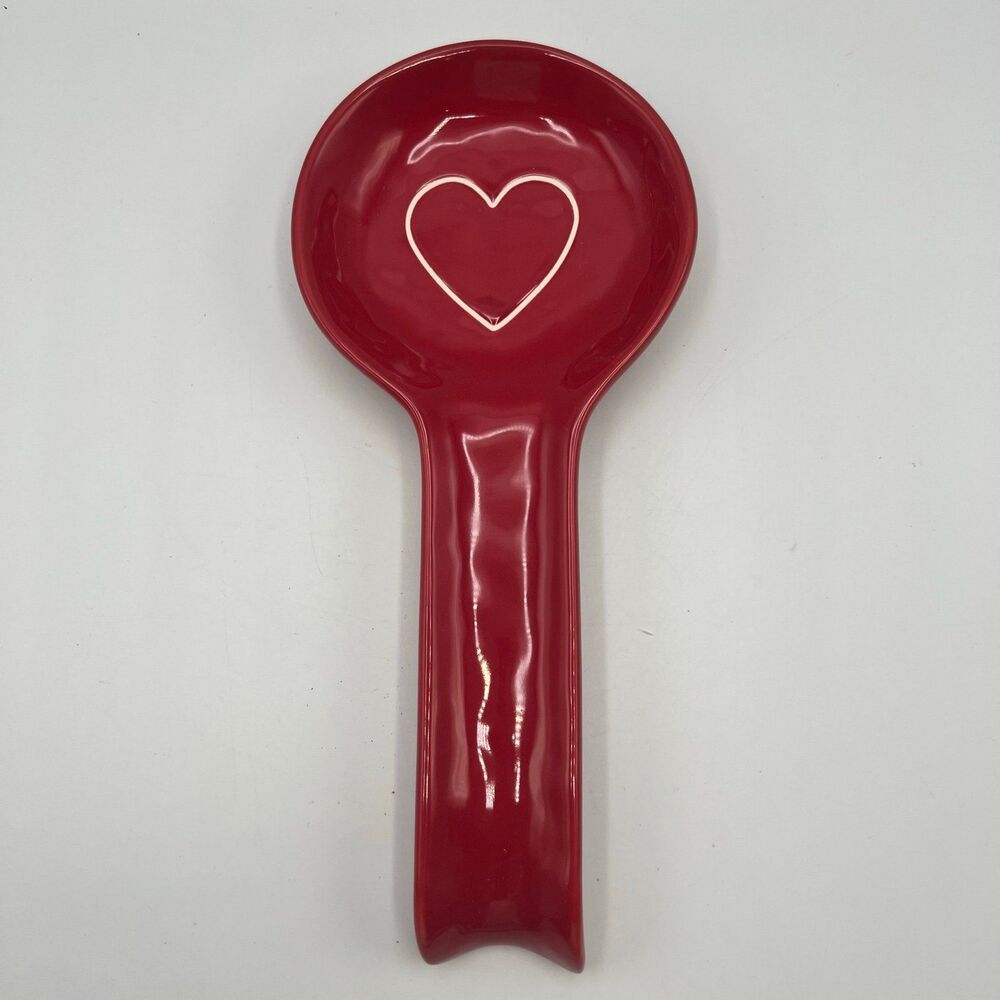 NWOT Rae Dunn Red WHITE HEART Spoon Rest